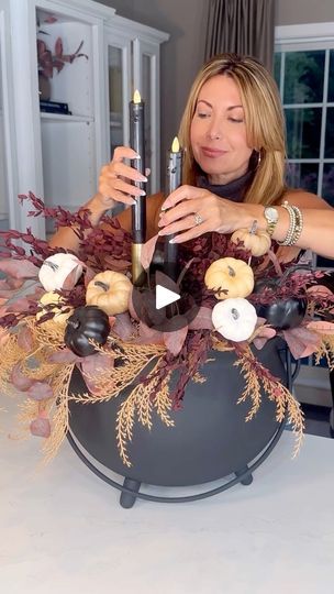 101K views · 2.7K reactions | Falloween Chic Cauldron Centerpiece 🖤 instantly create some moody autumn elegance with a touch of Halloween whimsy to your decor with this stylish centerpiece.  To shop my cauldron and decor >> https://liketk.it/4P73q I found this metal cauldron and immediately knew I wanted to create a witchy arrangement brimming with the beauty of sophisticated fall textures and colors with a hint of Halloween spirit, magic and spookiness! #falloween #halloweenchic #cauldron #diyhalloweendecor | Janine Graff | Janine Graff · Original audio Witches Hat Table Centerpiece, Cauldron Centerpiece Halloween, Cauldron Decoration Ideas, Cauldron Centerpiece, Janine Graff, Fall Textures, Moody Autumn, Spirit Magic, Fall Decor Diy Crafts