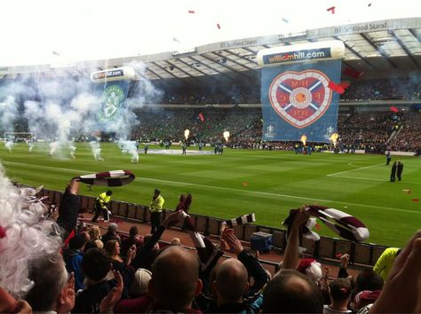 Teams come out for the Scottish cup final. Scotland Football, Scotland History, Only Hearts, Cup Final, Hammers, Football Club, Edinburgh, Soccer Field, Scotland