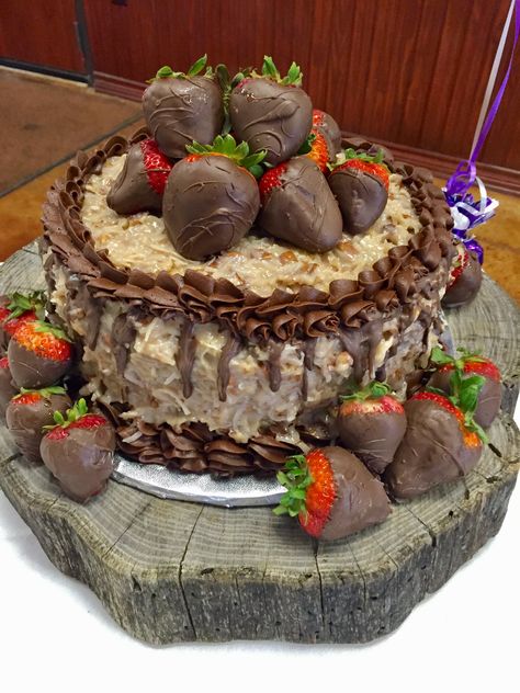 German Chocolate Cake Wedding, German Chocolate Wedding Cake Ideas, German Chocolate Birthday Cake Decorated, Decorated German Chocolate Cake, German Chocolate Cake Decorated, German Chocolate Grooms Cake, German Chocolate Birthday Cake, Wedding Cakes Chocolate, Chocolate Grooms Cake