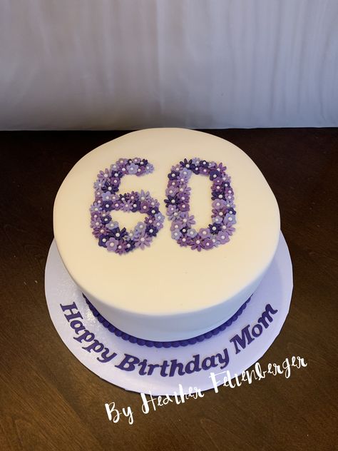 Purple flowers milestone 60th birthday cake Simple 60th Birthday Cake, 60th Birthday Cake, 60th Birthday Cakes, Simple Birthday Decorations, Happy 60th Birthday, Simple Birthday, Happy Birthday Mom, 60th Birthday, Custom Cakes