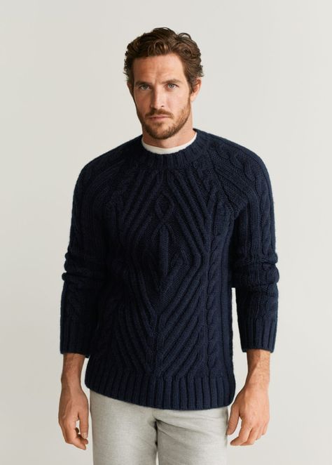 Braided Sweater, Men's Knitwear, Sweaters For Men, Braid Designs, Mango Fashion, Mango Man, Knitwear Men, Man United, Stylish Men