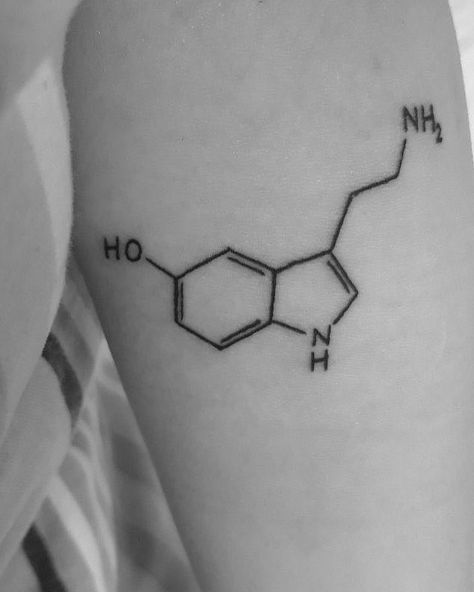 Its #tattootuesday ! Send us your #moleculetattoo or #sciencetattoo to get featured!  This weeks tattoo comes from @wiktoria.wrn - thanks for letting us share!  #nerdtattoo #chemistry #science #staynerdy #tattoo #orgo #stem #chemistrylove  #lovechemistry #lovescience #chemists #chemlab #geeky #nerdy #neurotransmitters #serotonin Science Tattoo, Molecule Tattoo, Nerd Tattoo, Geometric Tattoo, Chemistry, Science, Let It Be, Tattoos, Instagram