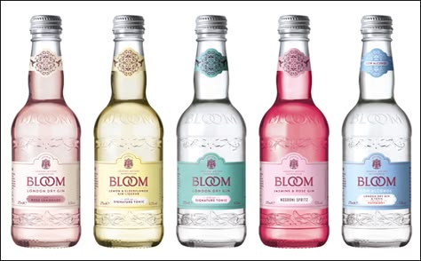 Kombucha Packaging, Bloom Gin, Lemonade Design, Alcoholic Party, Fruit Juice Packaging, Soda Labels, Strawberry Gin, Beer Ideas, Rose Lemonade