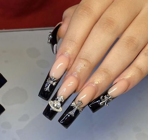 Nail Ideas Y2k Long, Black Acrylic Nail Designs, Black Acrylic Nails, Drip Nails, Long Acrylic Nails Coffin, Acrylic Nails Coffin Pink, Designs Nail, Bling Acrylic Nails, Nail Nail