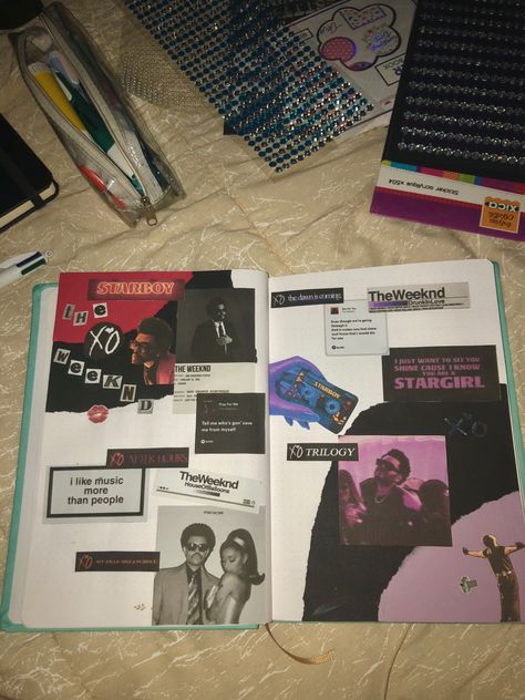 The Weeknd Journal Ideas, The Weeknd Scrapbook, The Weeknd Journal, The Weeknd Gift Ideas, Book Scrapbooking, The Weeknd Songs, Bulletin Journal, Abel Tesfaye, Bulletin Journal Ideas