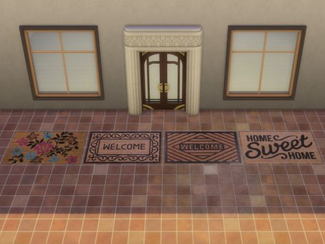 Sims 4 Door Mat Cc, Sims 4 Doormat Cc, Sims 4 Welcome Mat Cc, Sims 4 Welcome Mat, Greek Key Rug, Entrance Mats, Fall Front Door, Front Door Rug, Sims Hair