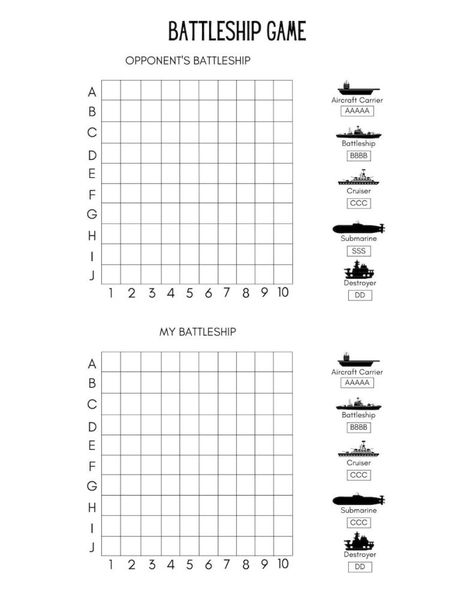 Battleship Game Printable, Paper Battleship, Dry Erase Game Board, Battleship Printable, Diy Battleship Game, Battle Ship Game, Mini Games Ideas, Games To Print, Board Games Template