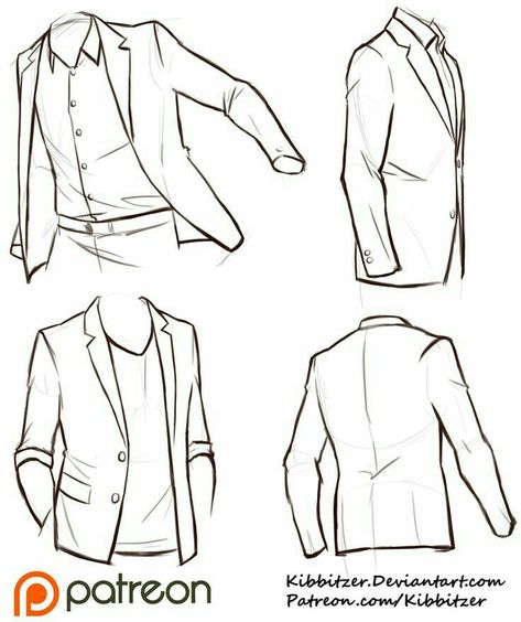 How to Draw a Suit/Jacket; How to Draw Manga/Anime                                                                                                                                                                                 More Jackets Reference, Suit Drawing, Jacket Drawing, Computer Drawing, Reference Sheet, 캐릭터 드로잉, Gambar Figur, Poses References, Fete Anime