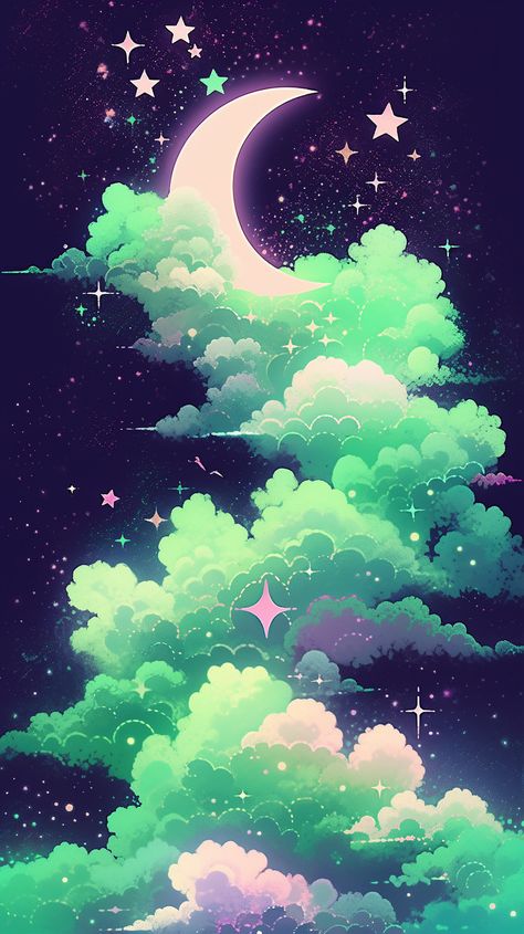 Iphone Green Wallpaper, Meeting Celebrities, Green Clouds, Witchy Wallpaper, Design Fails, Wallpaper Collage, Japon Illustration, Cool Wallpapers Art, Fantasy Art Landscapes