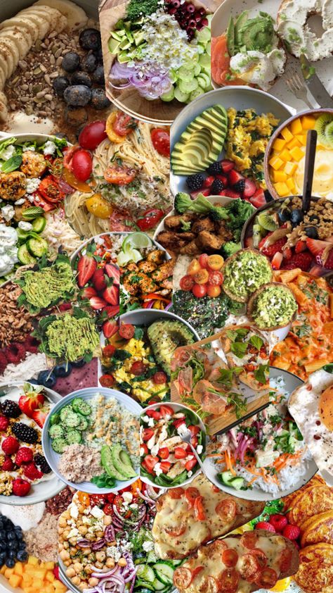 #eats #food #healthy #yum Healthy Food Collage Aesthetic, Healthy Eating Goals, Healthy College Lifestyle, Healthy Food Manifestation, Healthy Eating Collage, Cook More Vision Board, Healthy Eating Manifestation, Eating Whole Foods Aesthetic, Healthy Food Moodboard