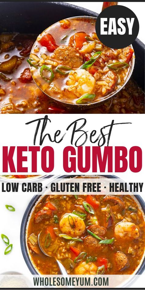 Keto Gumbo Recipe Wholesome Yum Recipes, Keto Gumbo Recipes, Wholesome Yum Keto Recipes, Keto Maria Emmerich Recipes, Wholesum Yum, Keto Gumbo, Keto Soup Recipes, Moms Recipes, Healthy One Pot Meals