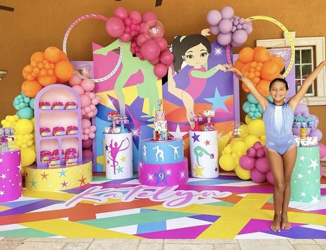 Gymnast Birthday Theme, Gymnastics Birthday Party Ideas, Gymnastic Birthday Party, Gymnastics Birthday Party Decorations, Gymnastics Theme Party, Gymnastics Theme Birthday Party, Gymnastics Birthday Party, Cheerleading Party, Gymnast Birthday Party