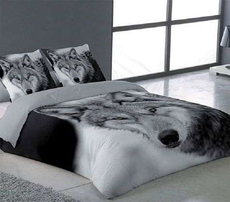 Wolf bedding Wolf Room Ideas, Wolf Bedroom Ideas, Bedrooms Wallpaper, Wolf Inspired Bedroom, Wolf Themed Bedroom, Wolf Bedroom, Wolf Room Decor, Wolf Bedroom Decor, Wolf Wallpaper For Bedroom