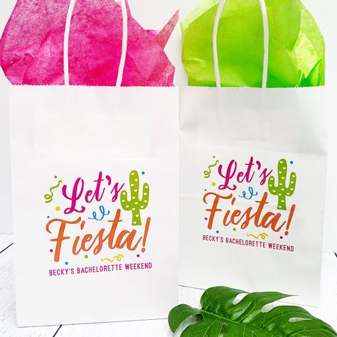 Final Fiesta Party, Mexico Birthday, Symbols Text, Fiesta Bachelorette Party, Mexico Bachelorette, Bachelorette Party Bags, Custom Paper Bags, Bachelorette Ideas, Custom Gift Bags