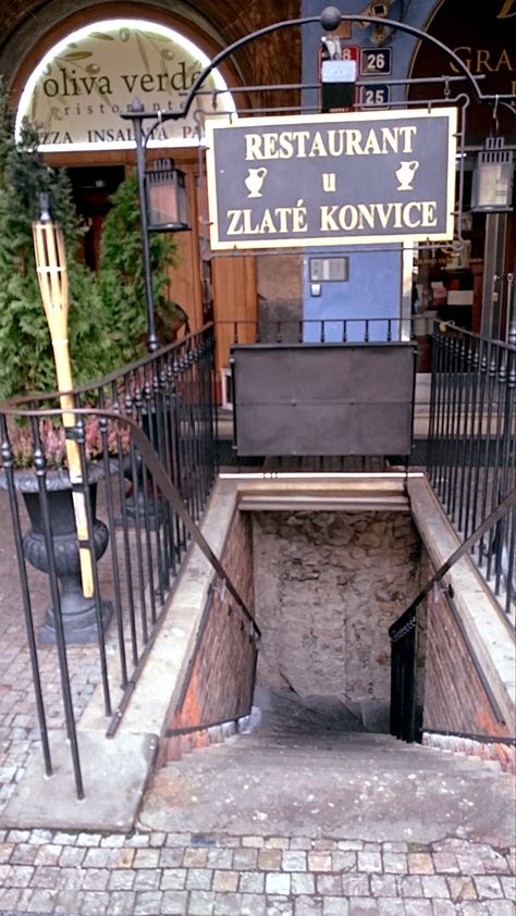 Underground restaurant: Zlate Konvice Underground Restaurant, Underground Store, Bar Street, Restaurant Entrance, Store Entrance, Europe Day, Camping Projects, Juice Bar Design, Underground Bar