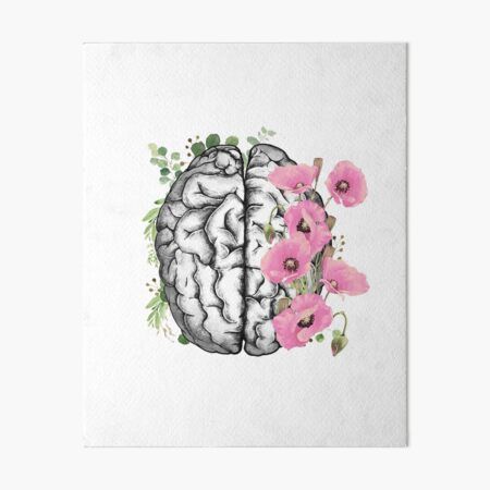 Psychology Decoration Ideas, Mental Health Watercolor Ideas, Brain Painting Acrylic, Floral Brain Tattoo, Brain Art Drawing, Human Brain Art, Brain Artwork, Psychology Wallpaper, Floral Anatomy