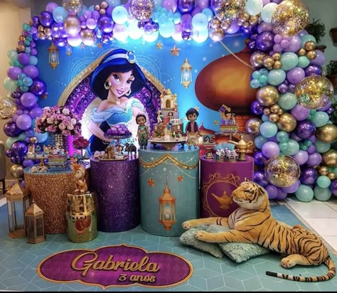 Alladin Birthday Party Decorations, Princess Jasmine Party Decorations, Princess Jasmine Birthday Decorations, Alladin Theme Birthday Party, Princess Jasmine 1st Birthday Party, Jasmine Birthday Theme, Aladdin Birthday Party Decoration, Jasmine Themed Birthday Party, Aladdin Theme Party