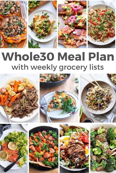 Healthy Weekly Meal Plan, The Whole 30, 1200 Calorie Diet Meal Plans, Whole 30 Meal Plan, Whole30 Dinner Recipes, Weekly Printable, Whole30 Dinners, Weekly Grocery, Whole 30 Diet