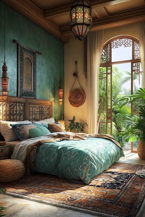 29 Arabian Bedroom Ideas to Bring Moroccan-Inspired Luxury into Your Home Arabian Bedroom Ideas, Arabian Bedroom, Persian Palace, Sea View Bedroom, Bedouin Tent, Tranquil Retreat, Moroccan Lanterns, Bedroom Idea, The Nile