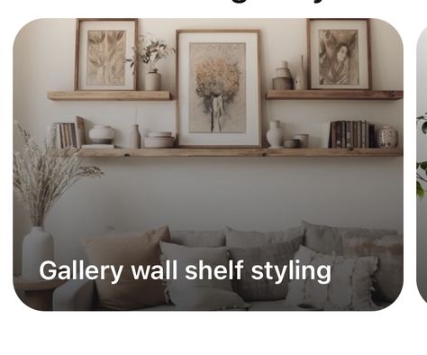 Shelf With Pictures Above Couch, Shelf With Pictures, Shelves Above Sofa, Pictures Above Couch, Shelving Ideas For Living Room, Living Room Above Couch, Photo Shelves, Gallery Wall Shelves, Above Sofa