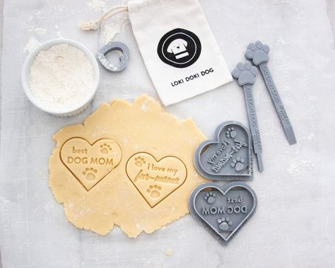 Perfectly Stamped Shortbread Cookies Dog Cookie Recipes, Heart Shaped Cookie, Treat Business, Treat Packaging, Dog Cake Recipes, New Years Cookies, Spoon Gifts, Dog Treat Jar, Dog Bakery