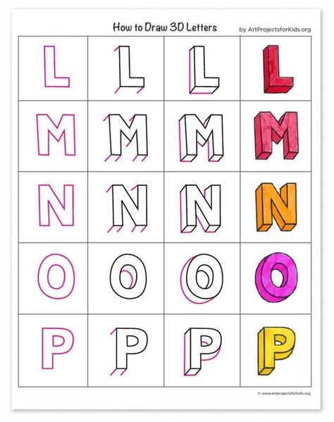 How to Draw 3D Letters: Alphabet Drawing Lesson Font #font fonts #fonts lettering font #letteringfont lettering fonts #letteringfonts 6.978 3d Calligraphy Alphabet Fonts, Bold Lettering Fonts, Cute Lettering Fonts, 3d Hand Lettering, Cute Lettering Fonts Handwriting, Number 4 Tattoo, Bubble Fonts Alphabet Graffiti, Draw 3d Letters, Fonts 70s