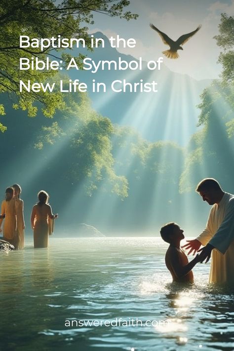 People taking part in a baptism ceremony in a serene, sunlit river. Declaration Of Faith, Baptism Of Jesus, Baptism Christian, Getting Baptized, Romans 10 9, Matthew 28 19, Names Of Jesus Christ, Gospel Message, Jesus Resurrection