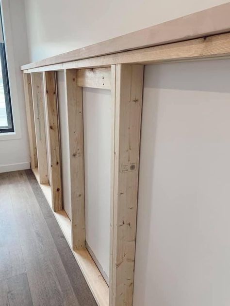 Long Wall Shelf Above Bed, Shelf Behind Headboard, Half Wall Behind Bed, Bedroom Wall Ledge, Headboard Shelf Diy, Bed Head Wall Shelf, Shelved Headboard, Nib Wall Bedhead, Bed Shelf Headboard