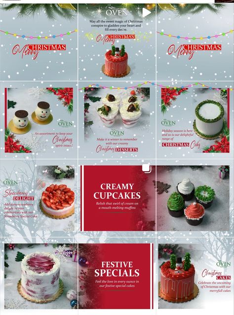 Christmas Grid Instagram, Winter Food Creative Ads, Christmas Social Media Posts, Pepper Ideas, Brand Food, Instagram Grid Design, Christmas Pastries, Instagram Flyer, New Years Cookies