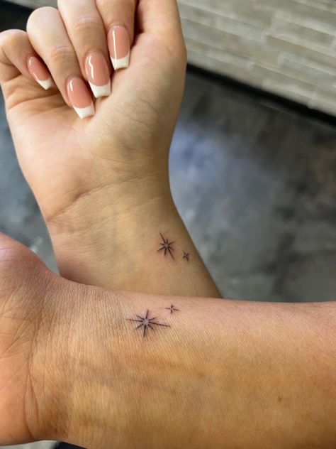 Maching Tattoos, 16 Tattoo, Tato Minimal, Small Matching Tattoos, Tato Jari, Small Girly Tattoos, Small Pretty Tattoos, Petite Tattoos, Star Tattoo