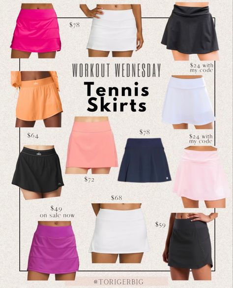 Tennis skirt options #pinklily #lululemon Follow my shop @torigerbig on the @shop.LTK app to shop this post and get my exclusive app-only content! #liketkit #LTKcurves #LTKstyletip #LTKunder100 @shop.ltk https://liketk.it/3HaVV Tennis Outfit, Potential Energy, Wednesday Workout, Tennis Skirts, Tennis Clothes, Pink Lily, Fitted Skirt, Tennis Skirt, Tennis