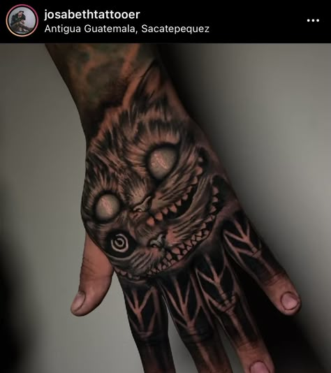 Trippy Hand Tattoos, Top Of Hand Tattoos, Creepy Tattoos Gothic, Beautiful Hand Tattoos, Angel Hand Tattoo, Portrait Tattoo Sleeve, Cover Up Tattoos For Men, Full Neck Tattoos, Full Hand Tattoo