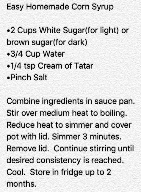 How To Make Corn Syrup, Diy Corn Syrup, Homemade Corn Syrup, Corn Syrup Substitute, Pantry Mixes, Cooking Science, Homemade Dry Mixes, Diy Mixes, Baking Secrets