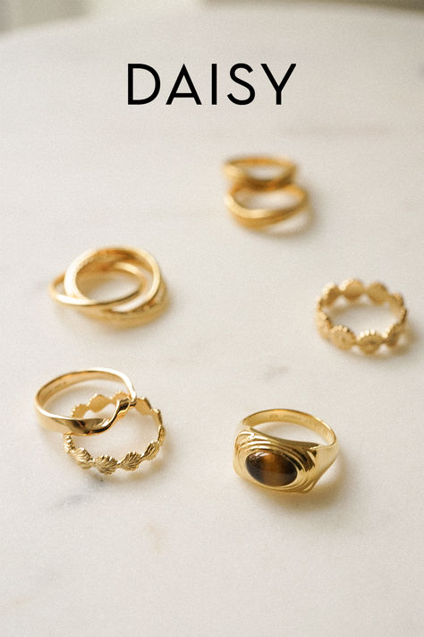 Beyond its aesthetic appeal, Gold is known for its richness and warmth, illuminating and enhancing things around it, encouraging understanding and enlightenment. Daisy London’s range of gold rings will help to promote spirituality and empathy. Daisy London, Inexpensive Jewelry, Fashion Eye Glasses, Luxury Nails, Jewelry Photography, Shiny Things, Online Jewelry Store, Womens Engagement Rings, Eye Glasses