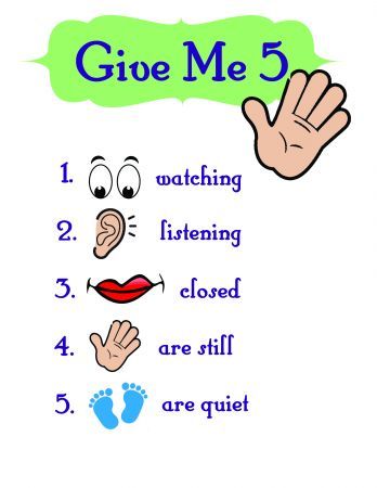 Give Me 5! – Obedience Chart For Class Settings Or Group Teaching | Parenting Self-Government Give Me 5 Classroom Rules, Give Me Five Classroom Rules, Give Me 5 Poster Classroom Management, What Is A Teacher, Classroom Rules Printable, Uppfostra Barn, Classroom Songs, Classroom Charts, Teaching Plan