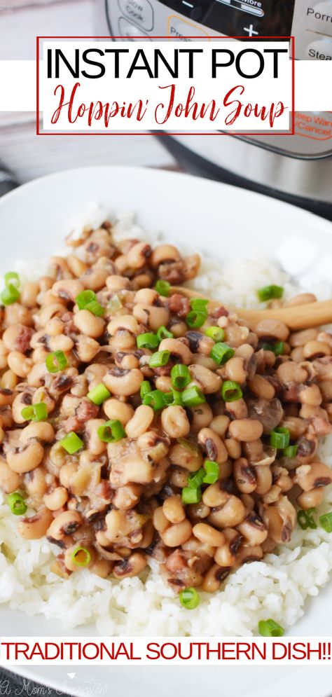 This Instant Pot Hoppin John Soup is a traditional Southern Dish served on New Year’s Day to bring good luck to friends and family. Making this classic Soul Food Dish in your Pressure Cooker is SUPER easy and the black eyed peas require no soaking! In just 30 minutes, you’ll have a satisfying delicious Comfort Food Dish that the whole family will enjoy! Hoppin John Soup, Hoppin John Recipe, Southern Soul Food, Easy Pressure Cooker Recipes, Hoppin John, Pressure Cooking Recipes, Southern Recipes Soul Food, Easy Recipes For Beginners, Celery Green