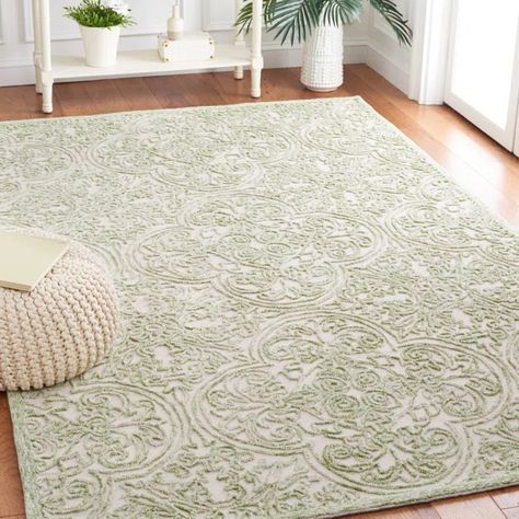 Alfio Hand Tufted Damask Rug Sage Green Rug, Elegant Styling, Rug Room, Spindle Dining Chair, Modern Wool Rugs, Green Bedroom, Baby Rooms, Living Room Green, Green Area Rugs