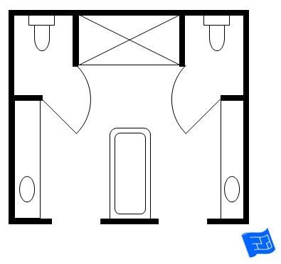 His and hers master bathroom floor plan with two toilet rooms. Bathroom Layout Ideas Floor Plans, Master Bath Floor Plan, Bathroom Layout Ideas, His And Hers Bathroom, Best Kitchen Design, Bathroom Layouts, Neutral Bathroom, Bathroom Plans, Bathroom Floor Plans