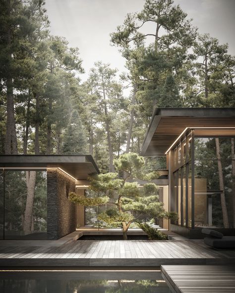 Cove House, Forest Retreat, House Villa, Villa Plan, Boy Aesthetic, Design Exterior, Forest House, House Architecture Design, Dream House Exterior