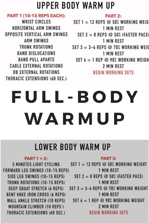 Upper Body Workout Warmup, Lower Body Warmup, Gym Warm Up Routine, Warm Up For Upper Body Workout, Lower Body Warm Up Routine, Upper Body Warm Up Routine, Lower Body Warm Up, Upper Body Warm Up Exercise, Full Body Warm Up Routine