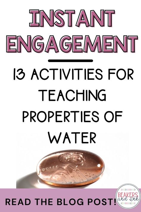 Water Experiments For Middle School, Properties Of Water High School, Water Properties Activities, Cohesion And Adhesion Of Water, Water Properties, Properties Of Water, Solar System Activities, Earth Science Lessons, Water Experiments