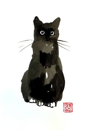 Black Cat Drawing, Katt Grejer, Dog Watercolor Painting, Portraits Pop Art, Animals Drawing, Draw Fashion, Draw Animals, Drawing Animals, Cat Art Illustration