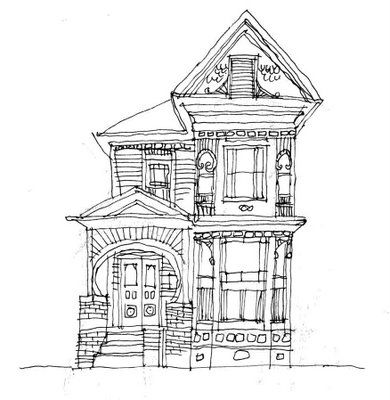 old house line drawing - Google Search                                                                                                                                                                                 More Up House Drawing, Simple House Drawing, House Doodle, House Sketch, Drawing Simple, House Illustration, Architecture Design Concept, Cup Art, House Drawing