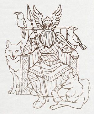 Norse Gods - Odin | Urban Threads: Unique and Awesome Embroidery Designs Symbole Viking, Norse Gods, Greek Pantheon, Odin God, Waffle Weave Towels, Animal Embroidery Designs, Urban Threads, Tableau Art, Embroidered Towels