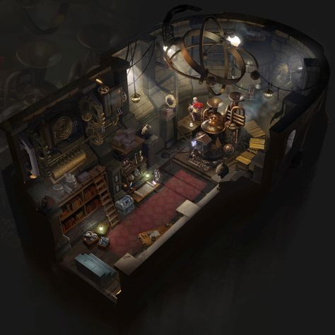 Steampunk Rooms, Bedroom Workspace, Rpg Games, How Old, Dieselpunk, Top Down, End Of The World, Concept Art, Old Things