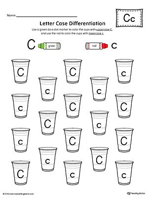 Letter Case Recognition Worksheet: Letter C Worksheet.This fun and coloring activity helps preschoolers and kindergarteners recognize the difference between the uppercase and lowercase C. Uppercase And Lowercase Activities, Alphabet C Worksheet, Letter C Kindergarten, C Worksheet, Reading Preschool, Letter C Activities, Letter C Worksheets, Letter Worksheets For Preschool, Alphabet Letter Crafts