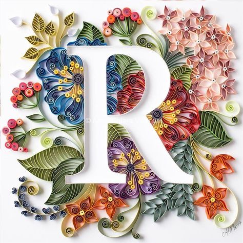 Paper Typography, Quilling Flower Designs, Quilling Letters, Paper Decorations Diy, Arte Quilling, Desain Quilling, Paper Quilling Patterns, Quilled Creations, Quilling Paper Craft