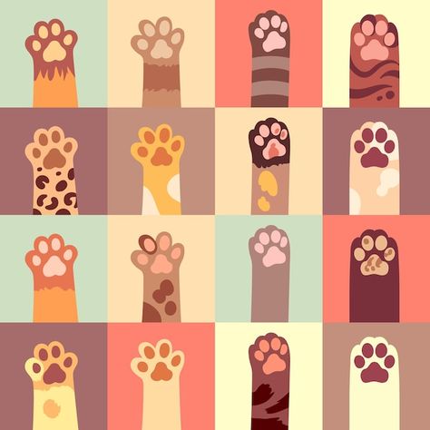 Free vector cats paws set in flat style | Free Vector #Freepik #freevector #cat-footprint #gato #cats-pet #footprint Paw Illustration, Cat Footprint, Cats Paw, Animal Footprints, Zestaw Ikon, Paw Pattern, Cat's Paw, Flat Icons Set, Cat Paw Print