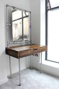 Meila Reclaimed Scaffolding Dressing Table - adore for hallway Pvc Pipe Furniture, Salon Interior Design Ideas, Nail Salon Interior Design, Beauty Salon Interior Design, Dressing Design, Interior Design Pictures, Interior Design Books, Interior Design Software, Beauty Salon Interior