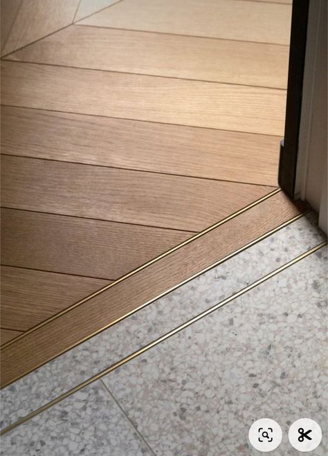 House Corridor Design Entryway, Tile To Wood Transition Doorway, Transition Tile To Wood Floor, Tiles And Wood Floor Transition, Downstairs Flooring Ideas, Tile Foyer Entryway, Hardwood To Tile Transition, Tile Entryway Transition To Wood, Entry Tile Floor Entryway